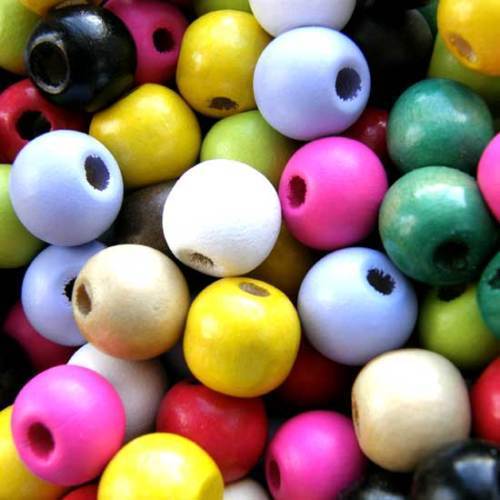 Wooden round beads pack - wooden, 50