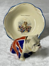Rare SET of Royal Doulton figurines and plate, early 1900s, England Bulldog with