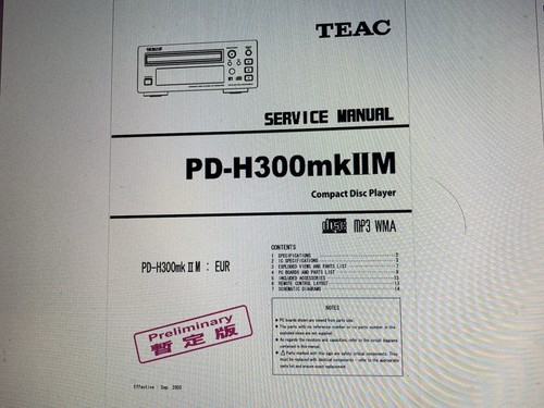 Teac h300mk2m service - teac, pd-h300mk2m