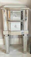 Mirrored Bedside Table 2 Drawer Venetian Distressed Silver Bedroom Living SOL