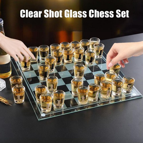 Clear shot glass - clear, chess