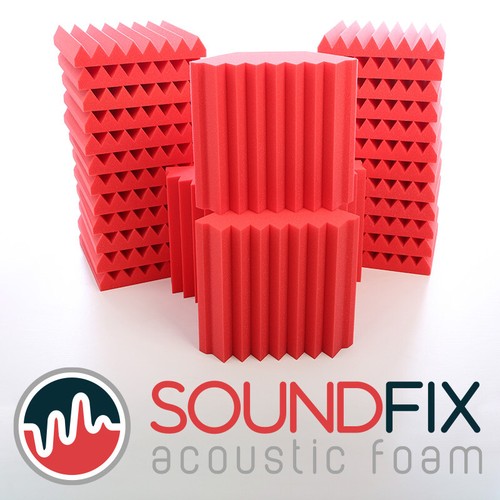 Red acoustic foam tiles - acoustic,