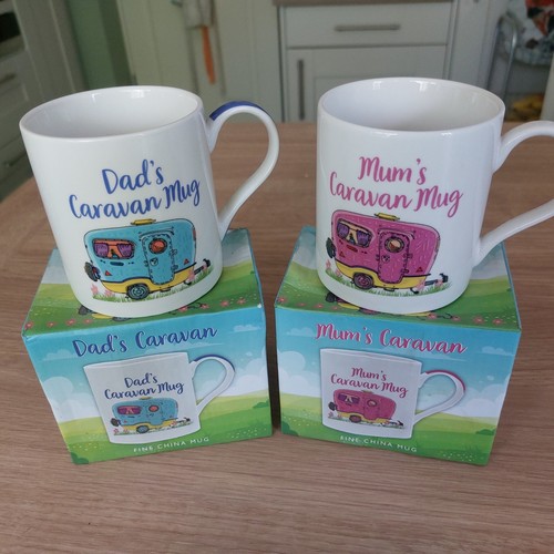 Mum dad caravan mugs - &,