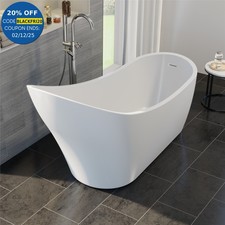 Freestanding Double Ended Bath Luxury Acrylic Bathtub & Waste White 1650x690mm