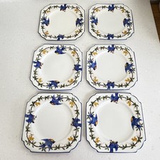 Rare Set Of 6 Aynsley Bluebird 15cm Tea Plates See Pictures And Description.