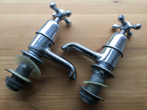 Pair vintage bathroom taps - of,