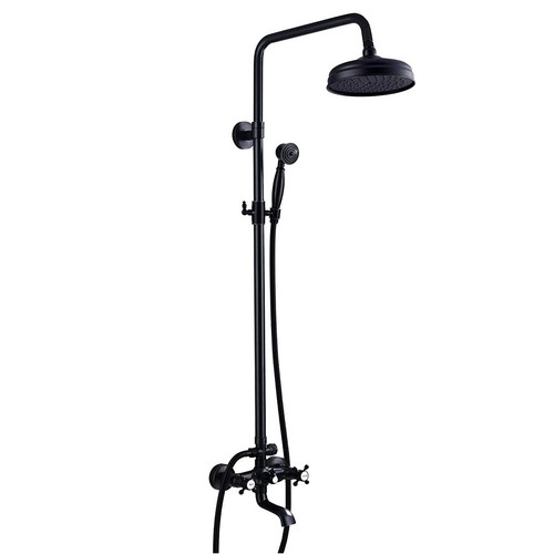 Black exposed bathroom shower - exposed,
