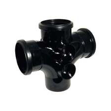 FLOPLAST 110mm Black Soil Pipe Double Branch Triple Socket Push-Fit Ring Seal