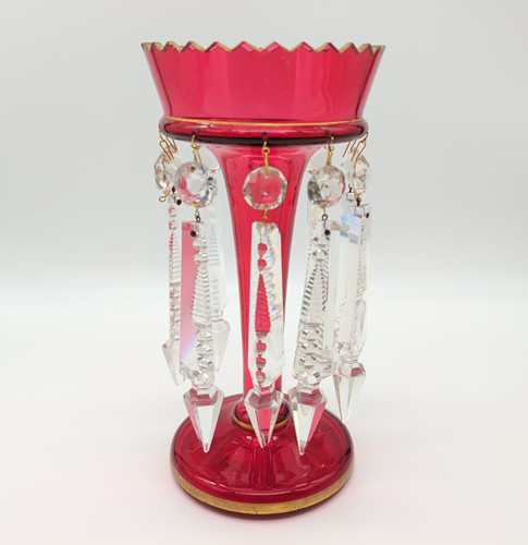 Antique cranberry glass - glass, mantle