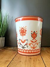 RETRO 60'S 70'S ORANGE FLORAL WORCESTER WARE TUDOR TIN WASTE PAPER BIN SCANDI