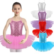 UK Girls Leotard Dress Ballet Dance Tutu Dress Ballerina Dancewear Fairy Costume