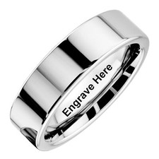Custom Engraved Tungsten Carbide Mirror Polished Ring Band Pipe flat