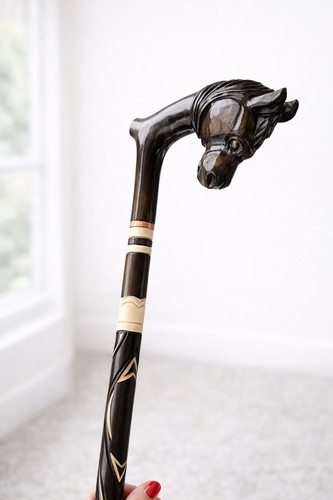 Hand carved wooden walking - carved,