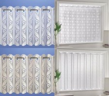 LACE NET VOILE LOUVRE VERTICAL PLEATED WINDOW BLIND PANEL 2 Colours & 3 Designs 
