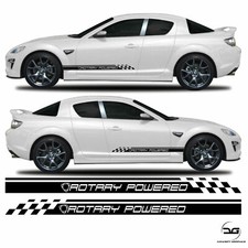 Rotary Powered Racing Side Stripes Fit Mazda RX8 R3 Vinyl Sticker Graphics Kit