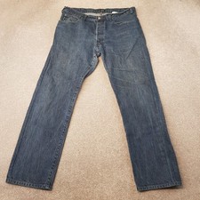 Armani Mens Jeans 34x31 Blue J21 Denim Button Fly Straight Regular Italy W34 L31