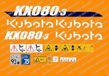 KUBOTA KX080-3 MINI DIGGER COMPLETE DECAL STICKER SET WITH SAFETY WARNING SIGNS