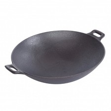NEW! 30cm Cast Iron Non Stick Wok Skillet Frying Cooking Pan