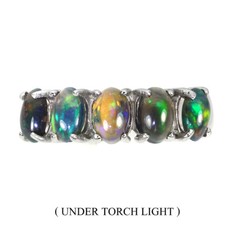 925 Sterling Silver Ring Oval Black Opal  Natural Gemstone Jewelry Sz 8