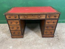 Antique Twin Double Pedestal Oak Desk
