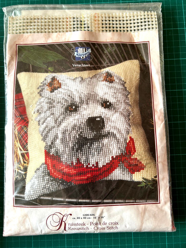 Westie cushion front tapestry - front,