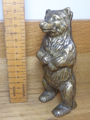 Vintage brass bear money box - box,