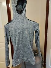 Kalenji Decathlon Long Sleeve Running Top Size S Grey Hooded Polo Thumb Holes