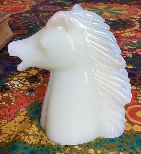 Vintage alabaster glass horse - vintage,