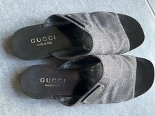 Gucci Black Canvas/Leather Flat Sandals, size 36