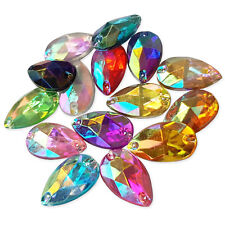 20pcs 11x18mm Teardrop AB Sew On Gems Resin Rhinestone Costume Embellishments 