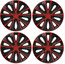 FIT MICRA WHEEL TRIMS HUB CAPS PLASTIC COVERS FULL SET 14" INCH BLACK RED