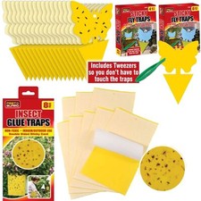 Yellow Sticky Fly Trap Insect Catcher Paper Traps Killer Glue Fruit Flies Aphids