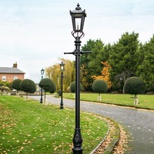 NEW 2.7m Black Victorian Lamp Post & Lantern Set - Outdoor Lighting