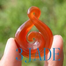 Carnelian /Red Agate Twist Koru Pendant Necklace New Zealand Maori Style Carving