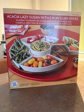 Porcelain Lazy Susan, Acacia