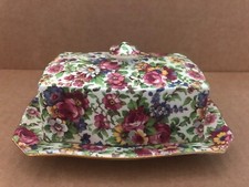 Gorgeous ROYAL WINTON GRIMWADES Summertime Floral Chintz Cheese Butter Dish Lid
