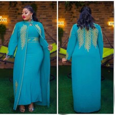 Dubai Party 2 Piece Set African Women Muslim Dress One Size Burqas Banquet Gown