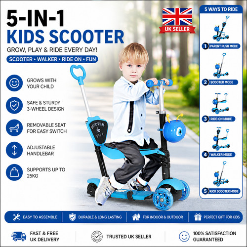 Kids scooter 3 wheel - 5, in