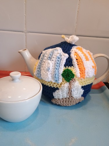 Hand knit crochet tea - hand,
