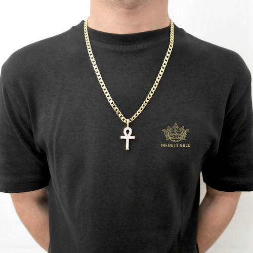 Mens 9ct gold ankh - mens, xp