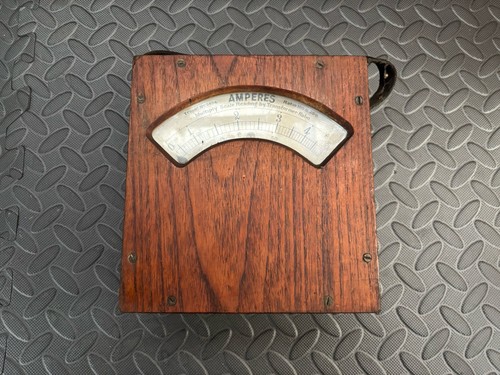 Vintage ammeter wooden box - wooden,