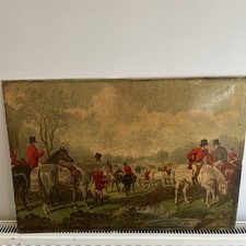 Vintage HERRING’S FOX-HUNTING SCENES ‘The meet’ Lithograph - Large