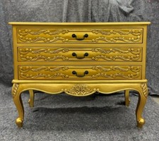 Baroque Rococo Antique French Style Chest Of 3 Drawers, Gold