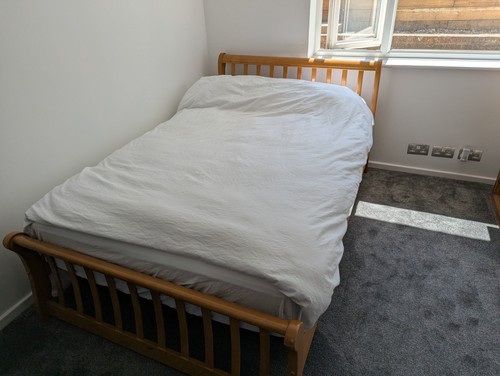 Small double bed solid - solid, oak