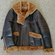 QUALITY VINTAGE SHEARLING AVIATOR B-3 FLYING SHEEPSKIN JACKET - S - HEAVY DUTY