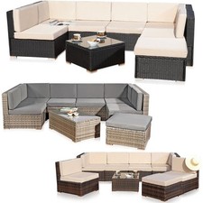Set of Chairs Rattan Garden Furniture Lounge Poly Rattan Set Table Set Grey Brown XL