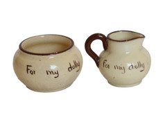 Motto Ware Mini Jug & Sugar Bowl “For My Dolly” Vintage Cottageware Pair