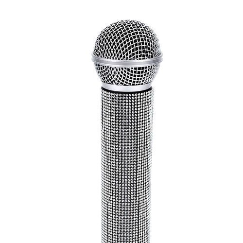 Silver fake microphone toy - silver,