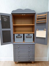 Pine Larder WOOD Pantry Kitchen Dresser Cupboard Painted BLUE-GREY