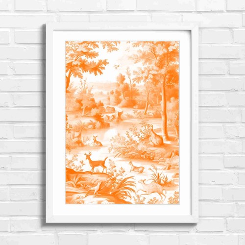 Pink toile jouy - pink,